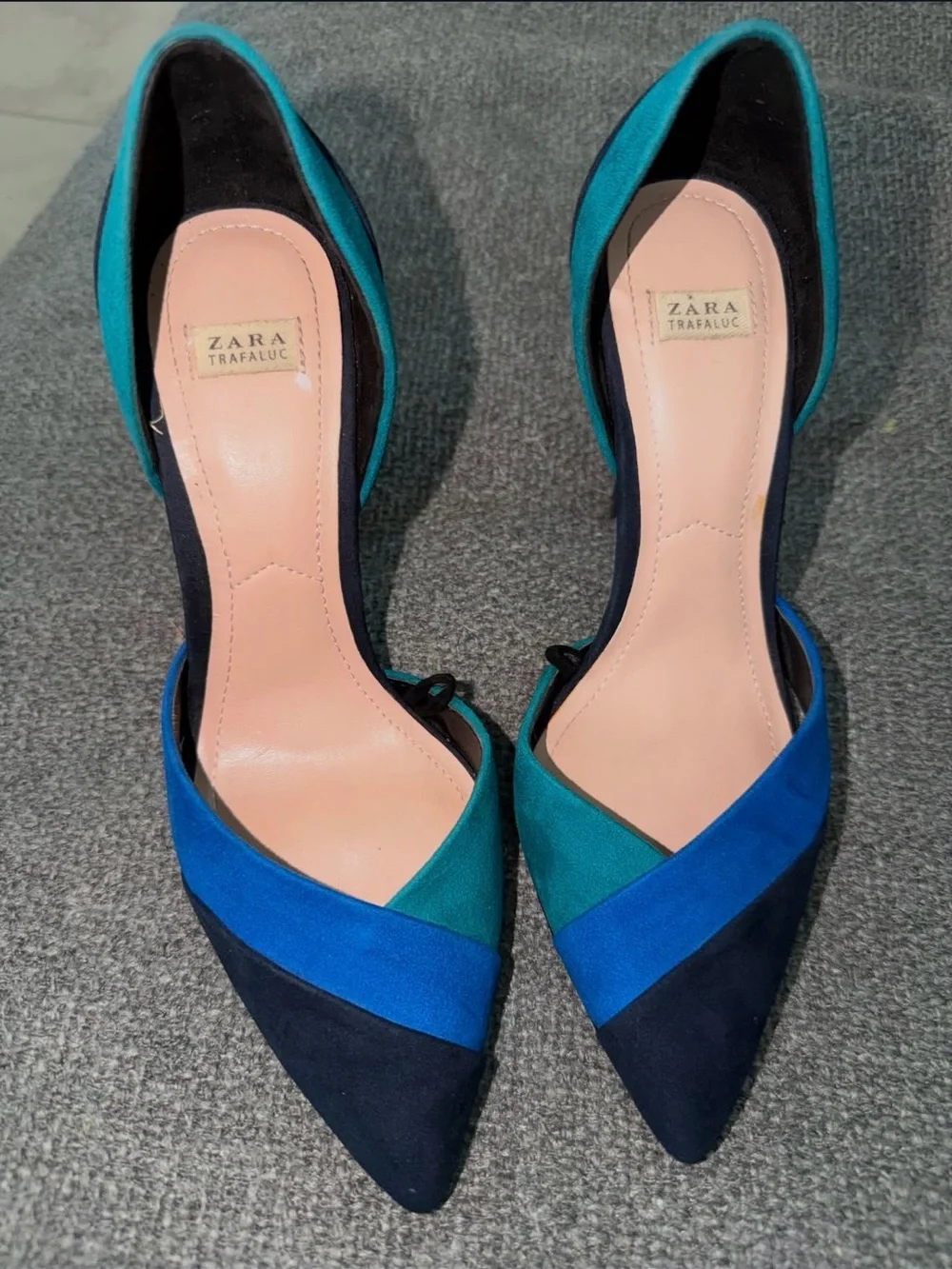 Zara Teal & Navy Pointed Toe Stiletto Heels